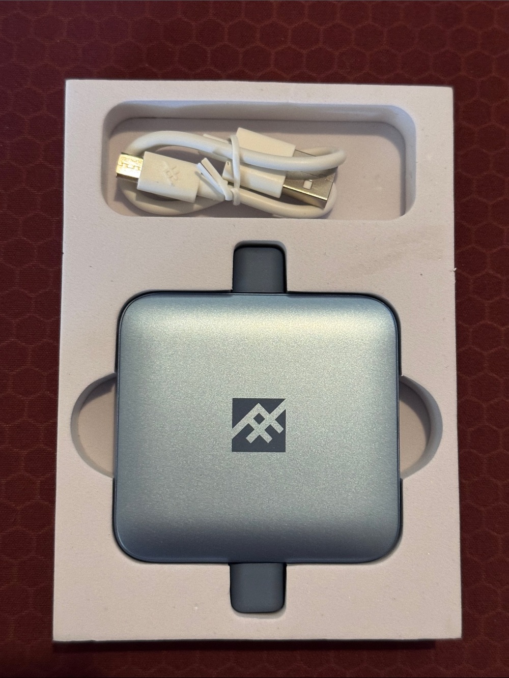 Portable Square Power Bank  - Rechargeable- Metallic Light Blue - 3000MAh
